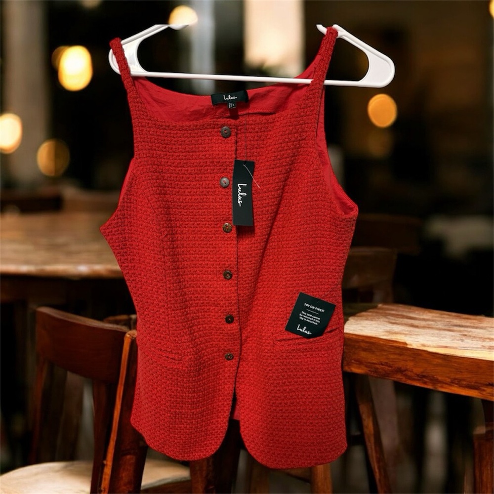 Lulu's Red Textured Women's Blouse
